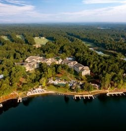 aerial view overlooking The Ritz-Carlton Reynolds, Lake Oconee
