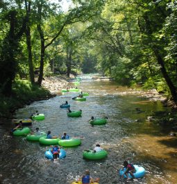 people tubing down the Chattahoochee River