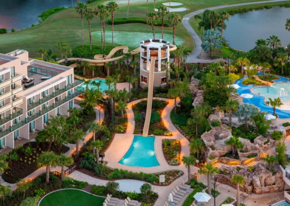 slide and pool at Orlando World Center Marriott Resort
