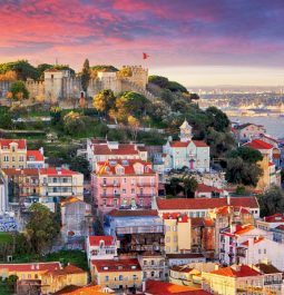 castle on hillside in lisbon portugal