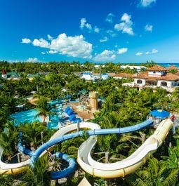 aerial view over the water park at Beaches Turks & Caicos