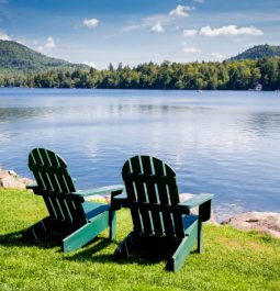 Chairs alongside Lake Placid New York