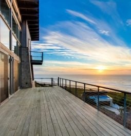 An ocean view from the balcony of this large luxury cabin on Oregon's coast.