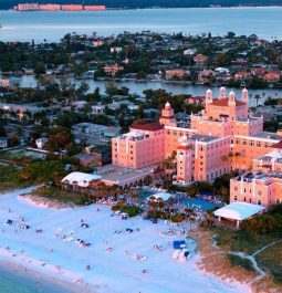 aerial view of don cesar's pink building