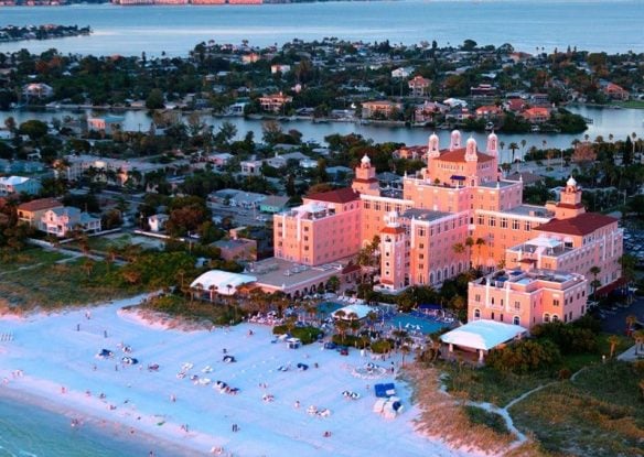 aerial view of don cesar's pink building