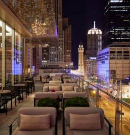 rooftop bar at night in the city