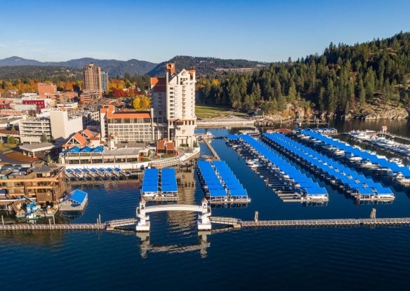aerial view of The Coeur D'Alene Resort