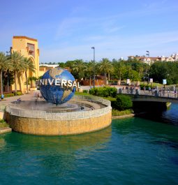 Universal Globe at the entrance to Universal Orlando Resort