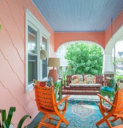 Patio seating in bright and fun colors