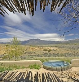 View out to hot tub and mountains