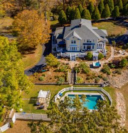 Aerial view of a mansion in Connecticut