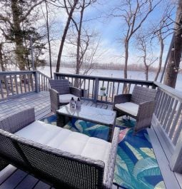 outdoor deck of rental cabin