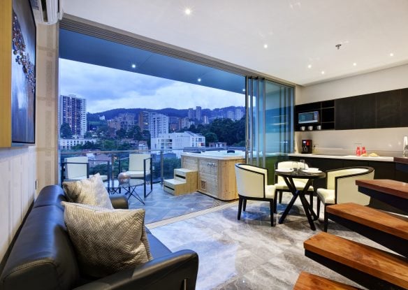 Living room with views over the city