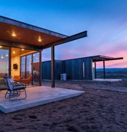 tiny house with a sunset backdrop