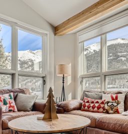 pamoramic ski hill views from living room
