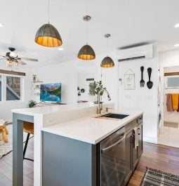 Kitchen space with lights