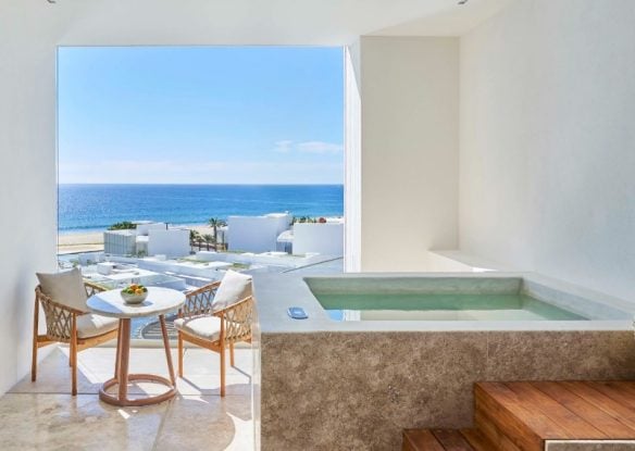 room with Jacuzzi tub looking out to the ocean