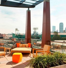 patio with view of Fenway Park