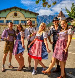 group dressed in traditional german attire