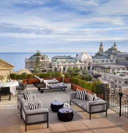 Large luxurious terrace with a view over Monaco