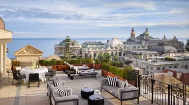 Large luxurious terrace with a view over Monaco