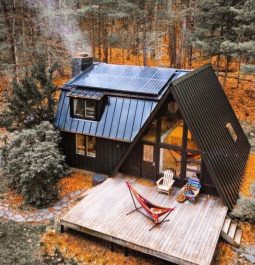 postcard-perfect cabin among fall foliage