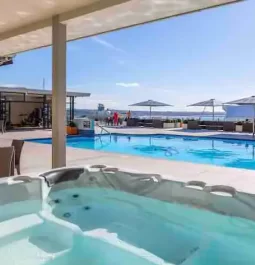 Hot tub and pool at rental community