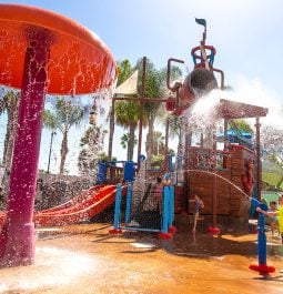 Kids playing at a hotel water park