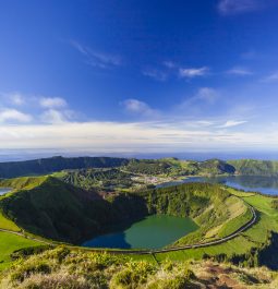 stunning view of crater lakes and ocean