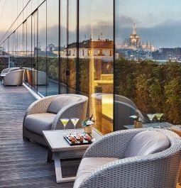 Bar terrace with panoramic Milan view