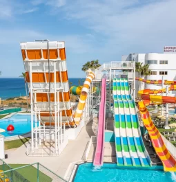 Slides next to the sea and the resort