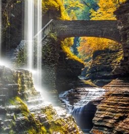 Watkins Glen State Park waterfall canyon in Upstate New York