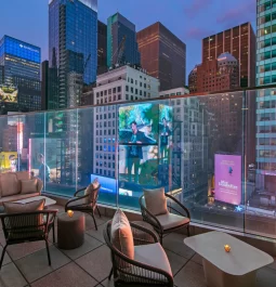rooftop seating area at New York Marriott Marquis