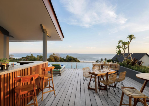 outdoor restaurant overlooking the ocean